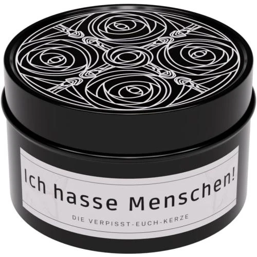 Bougie parfumée amusante, inscription Ich hasse Menschen - Vue principale