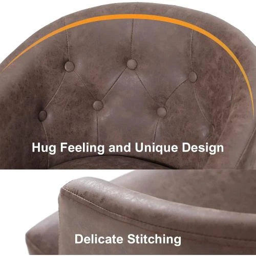 Zoom sur Tabouret bar pivotant réglable PHIVILLA cuir synthétique marron