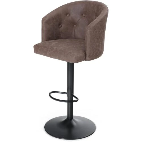 Tabouret bar pivotant réglable PHIVILLA cuir synthétique marron - Vue principale
