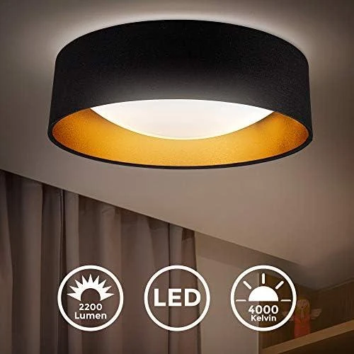 Détail de Plafonnier LED noir doré, éclairage plafond chambre, entrée, couloir 220