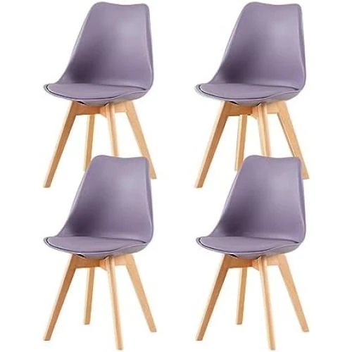 Chaises Scandinaves Lot de 2, Pieds Bois Hêtre, Assise Rembourrée, Gris - Vue principale