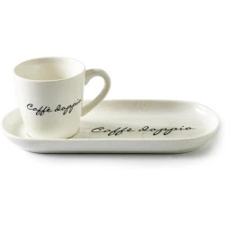 Tasse Soucoupe Café Riviera Maison, Porcelaine Blanc