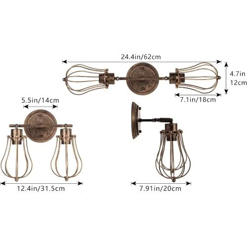 Détail de Applique murale industrielle rustique Luling, métal bronze