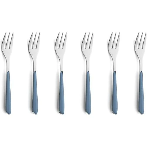Kuppels Prisma, 6 fourchettes gâteau, acier inoxydable, bleu denim - Vue principale
