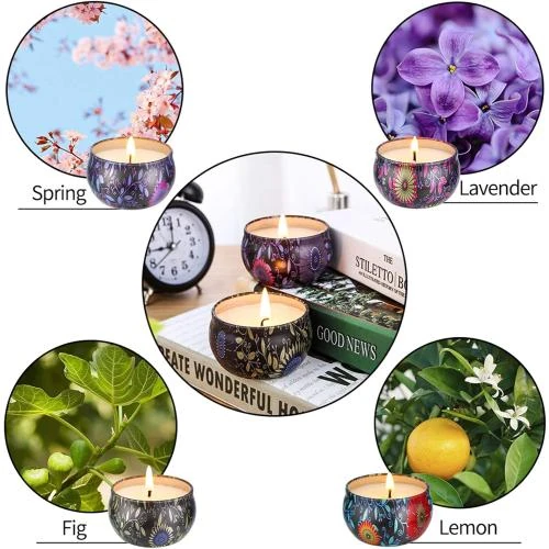 Détail de Bougies Parfumées Viesap, Cire de Soja Naturel, Lavande, Citron