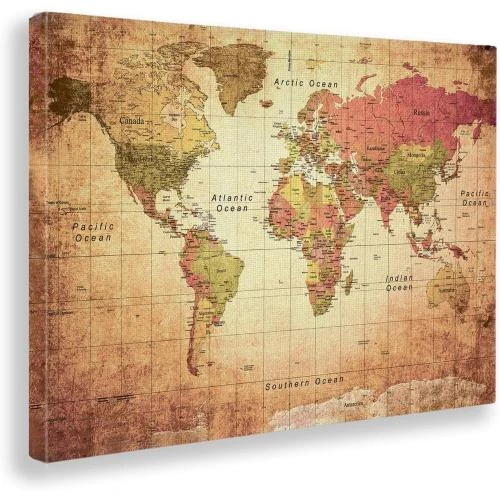 Cadre Impression Toile Canvas Carte du Monde Ancienne - Vue principale