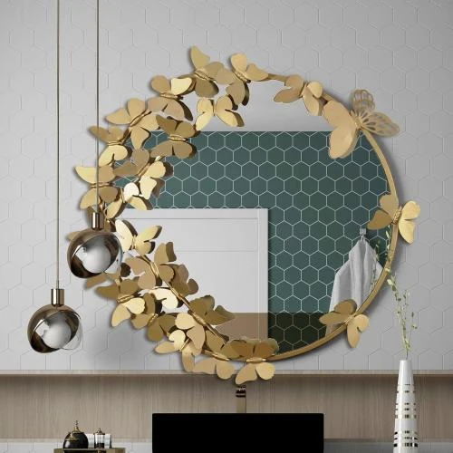 Miroir mural doré métal papillon LOVNAHO, décoration intérieure - Vue principale