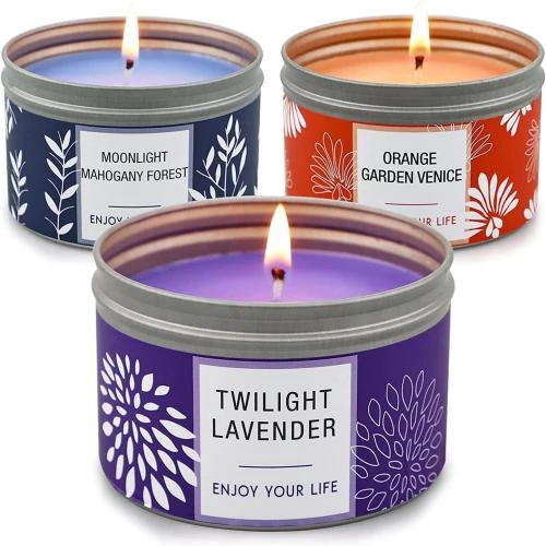 YMing Bougies parfumées, coffret cadeau lavande, oranger, acajou - Vue principale