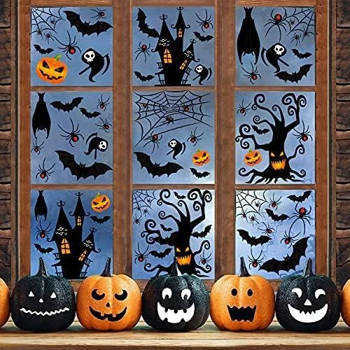 Zoom sur Autocollants Halloween, Citrouilles, Chauves-souris, Fantômes, Déc