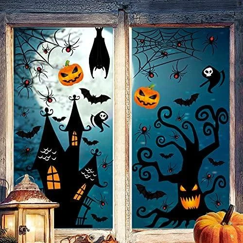 Autocollants Halloween, Citrouilles, Chauves-souris, Fantômes, Déc - Vue principale