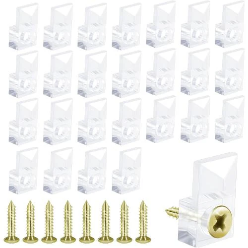 Clips de Support Miroir Muraux, Plastique Transparent, 25 pièces - Vue principale