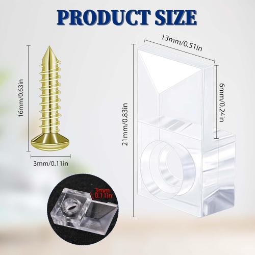 Présentation de Clips de Support Miroir Muraux, Plastique Transparent, 25 pièces en situation