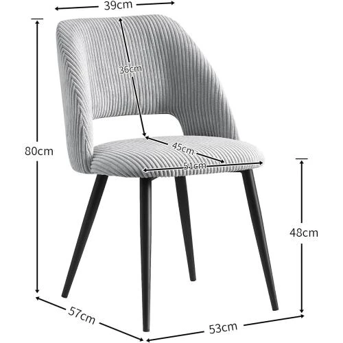 Zoom sur Chaises salle à manger VICKY, velours côtelé rose, lot 2