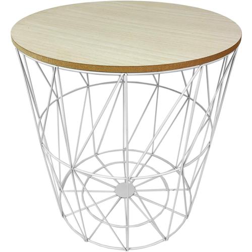 Présentation de Présentation Table basse décorative Mojawo, bois amovible, blanc