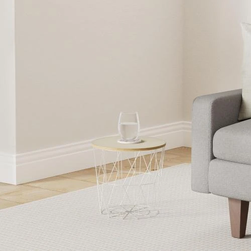 Détail de Table basse décorative Mojawo, bois amovible, blanc