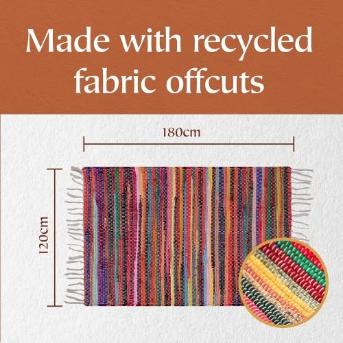 Détail de Tapis Chindi Shabby Chic Multicolore, Second Nature Online
