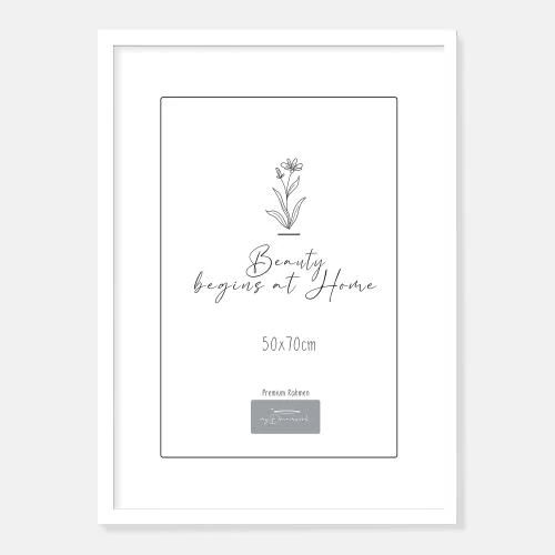 Cadre photo bois blanc, grand format, verre plexiglas - Vue principale