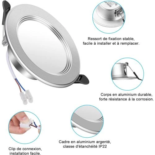 Zoom sur ACELIFE Spot LED Encastrable Extra Plat, Blanc Neutre