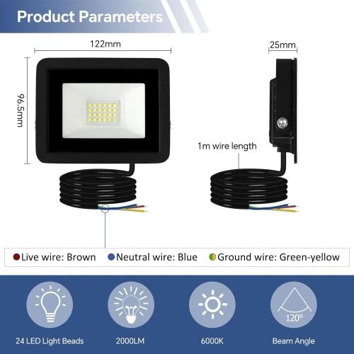 Détail de Caldarax Projecteur LED Extérieur 20W, 2000LM, Étanche
