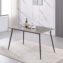 Table Salle à Manger Bois, Design Industriel Moderne, Aspect Béton, Cuisine