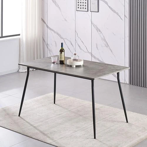 Table Salle à Manger Bois, Design Industriel Moderne, Aspect Béton, Cuisine - Vue principale