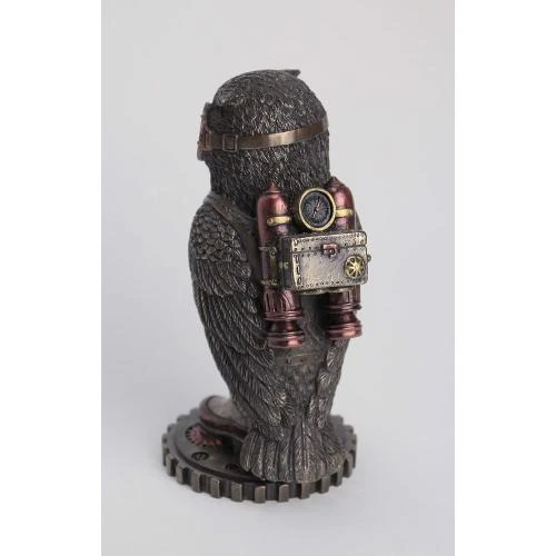 Zoom sur Chouette Steampunk, Jetpack, Sculpture, Mécanique, Gears