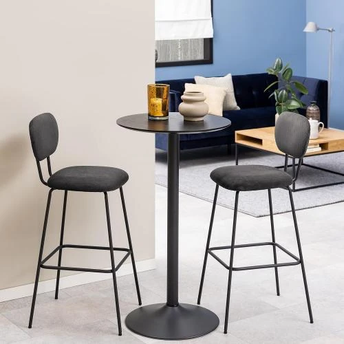 Détail de Tabourets de bar Movian, tissu Wind anthracite, noir mat