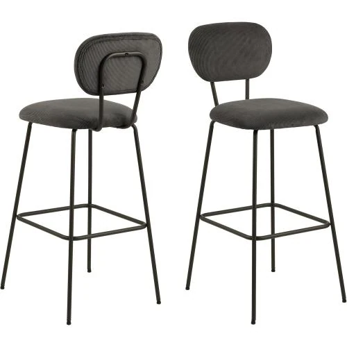 Tabourets de bar Movian, tissu Wind anthracite, noir mat - Vue principale