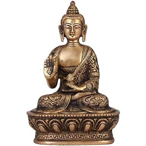 Détail de Statue Bouddha laiton fait main, sculpture antique vintage