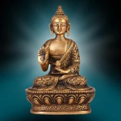 Statue Bouddha laiton fait main, sculpture antique vintage