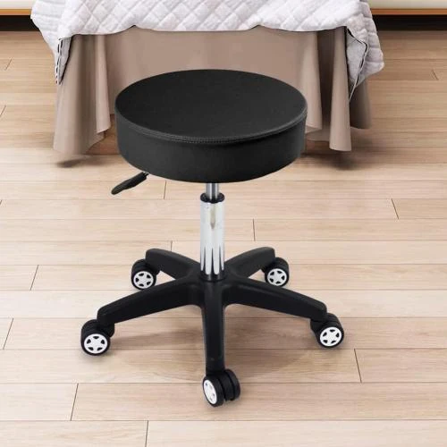 Détail de Tabouret Roulant Noir, Chaise de Travail Pivotante, Bureau