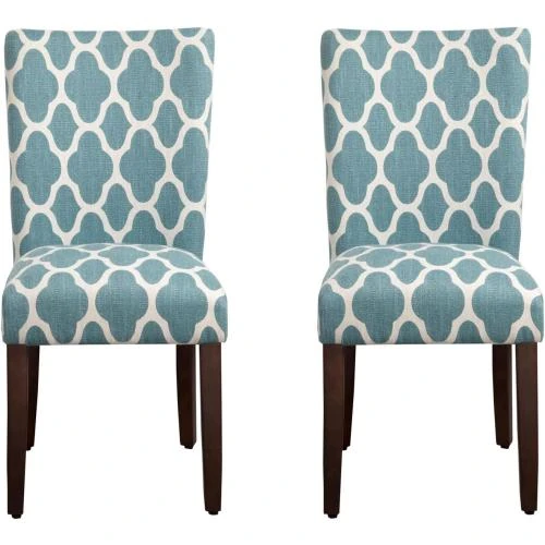 Chaises salle à manger rembourrées HomePop, motif géométrique bleu sarcelle - Vue principale