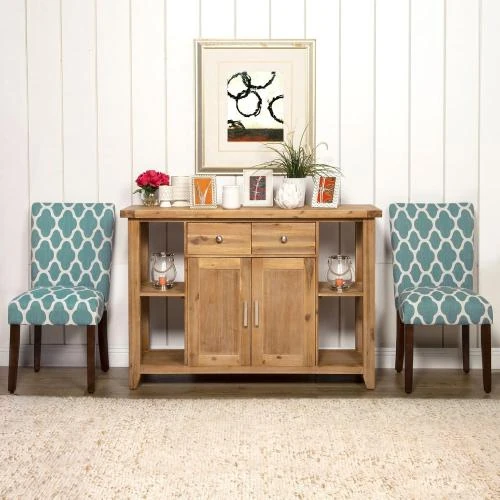 Détail de Chaises salle à manger rembourrées HomePop, motif géométrique bleu sarcelle
