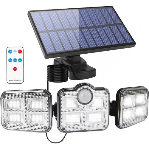 Applique Murale Solaire LED 3 Têtes, Détecteur Mouvement, Étanche - Vue principale