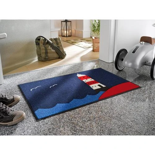 Zoom sur Tapis Wash Dry Leuchtturm, Blue, Anti-dérapant, Lavable