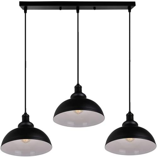 Présentation de Présentation Suspension Vintage Industrielle en Métal Noir E27 - Pack de 2