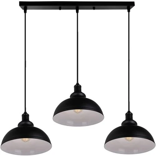 Suspension Vintage Industrielle en Métal Noir E27 - Pack de 2 - Vue principale