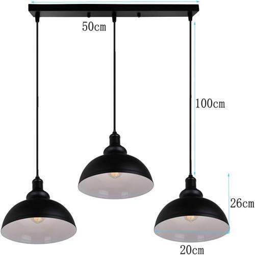 Présentation de Zoom sur Suspension Vintage Industrielle en Métal Noir E27 - Pack de 2