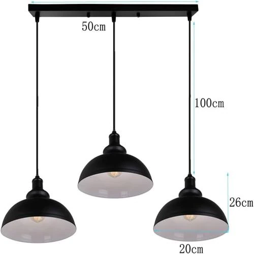Zoom sur Suspension Vintage Industrielle en Métal Noir E27 - Pack de 2