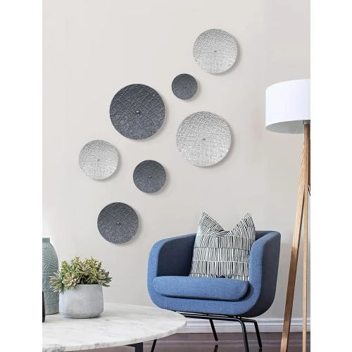 Zoom sur Sculptures murales métal argenté, gris, décoration moderne