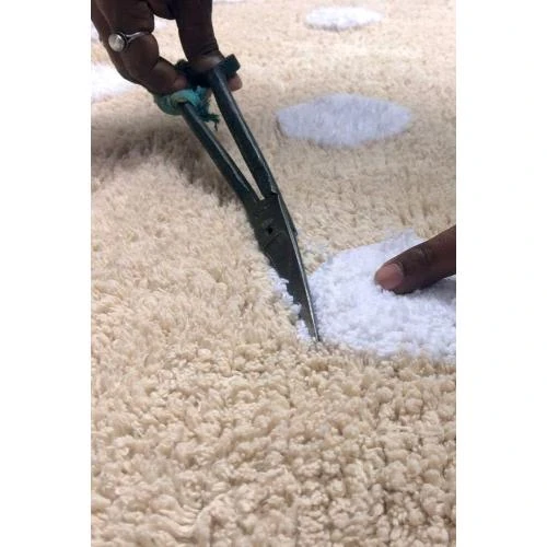 Détail de Tapis de sol enfant beige, pois blanc, promotion