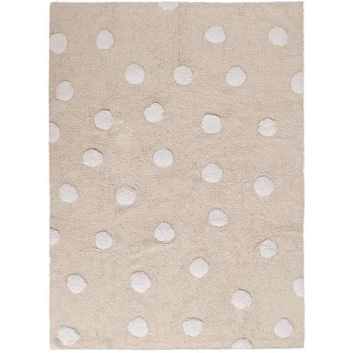 Zoom sur Tapis de sol enfant beige, pois blanc, promotion