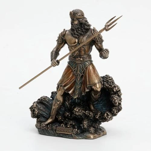 Zoom sur Statue Poseidon, Finition Bronze Métallique, Veronese Design