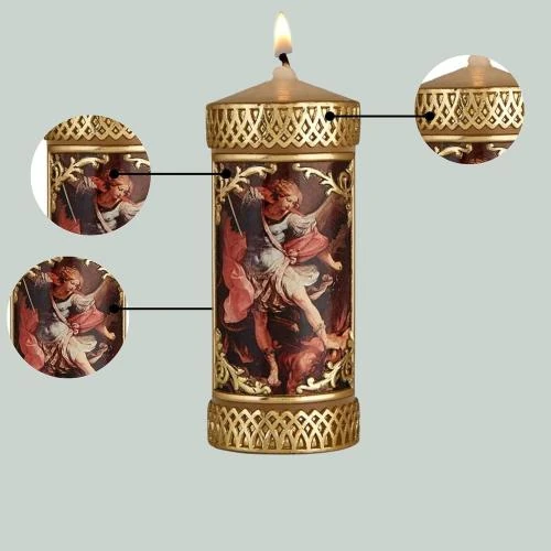 Zoom sur Bougie prière catholique, artisanale, sans parfum, cadeau religieux