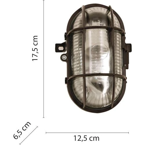 Zoom sur Applique Plafonnier Ovale Noir, LED Compatible, IP44