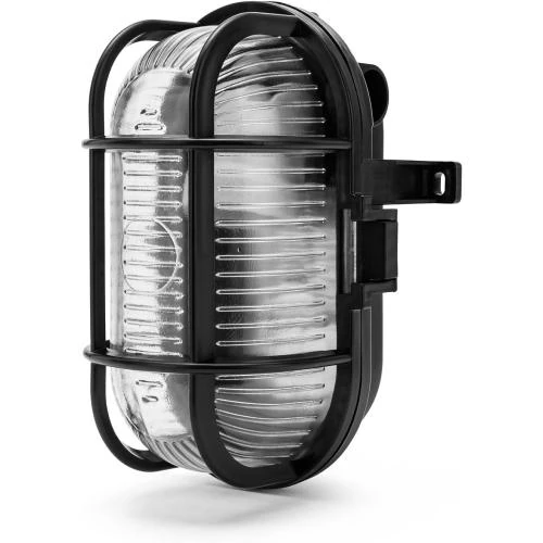 Applique Plafonnier Ovale Noir, LED Compatible, IP44 - Vue principale
