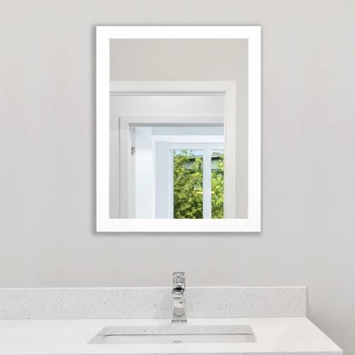 Miroir mural rectangulaire blanc, salle de bain, entrée, salon - Vue principale