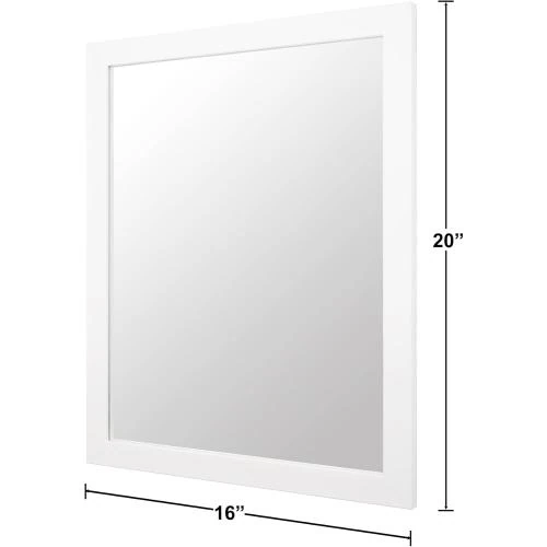 Zoom sur Miroir mural rectangulaire blanc, salle de bain, entrée, salon