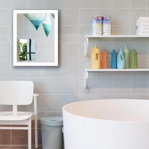 Détail de Miroir mural rectangulaire blanc, salle de bain, entrée, salon