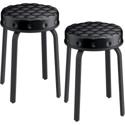 Tabourets de bar ronds similicuir, pieds métal, modernes